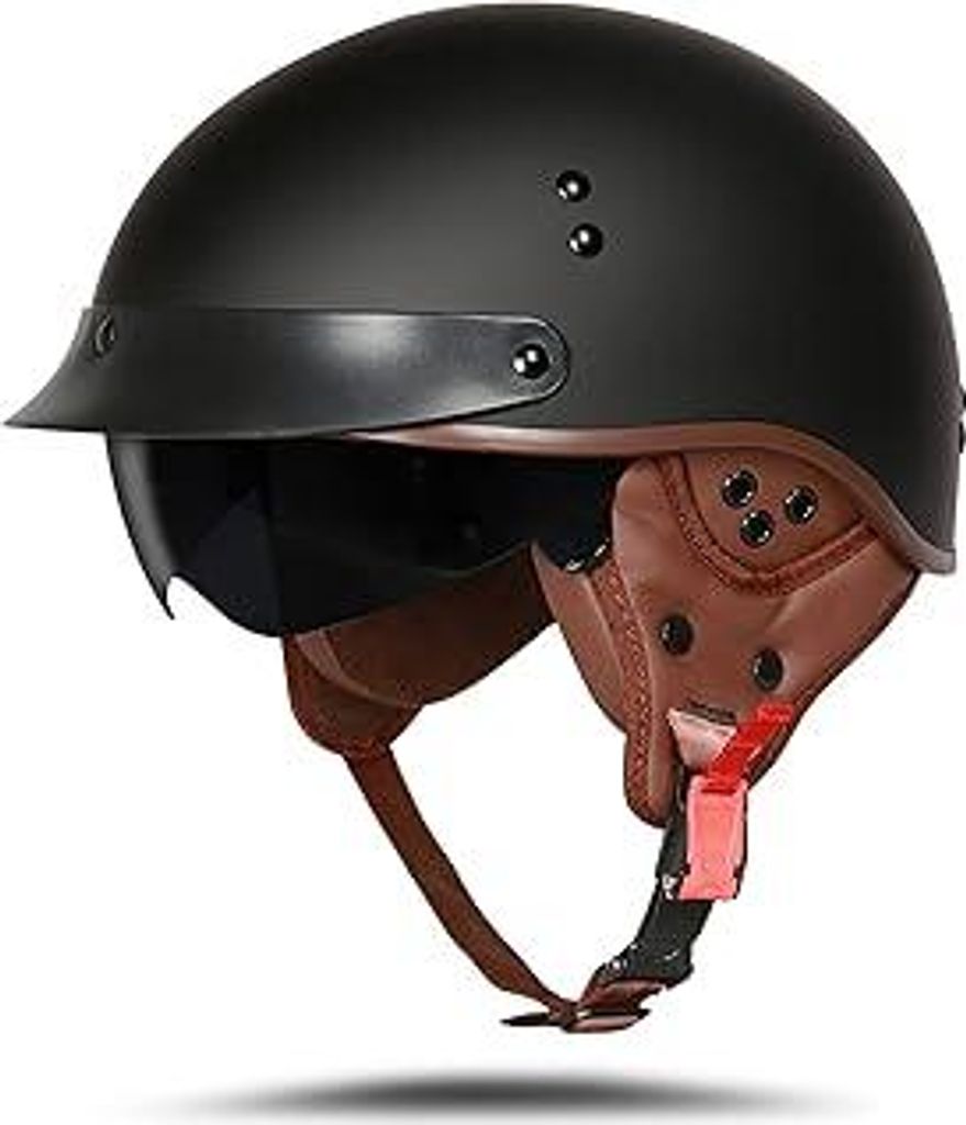 Motorradhelm Mit Schutzbrille DOT/ECE-Zugelassen, Jethelm Roller-Helm Scooter-Helm Moped Mofa-Helm Chopper Vintage