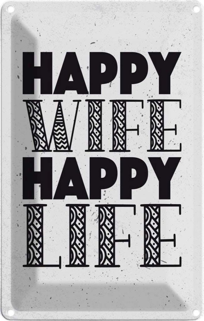 vianmo Blechschild 30x20 cm Frau Happy wife happy Life