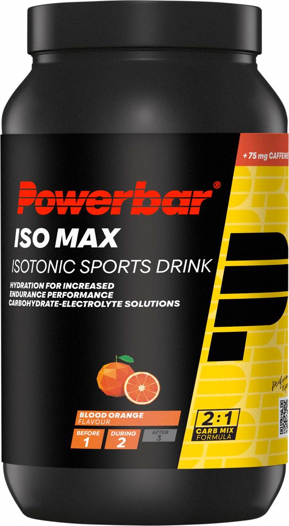 POWERBAR Isomax Blood Orange 1200g Isotonisches Sportgetränk Pulver 75mg Koffein