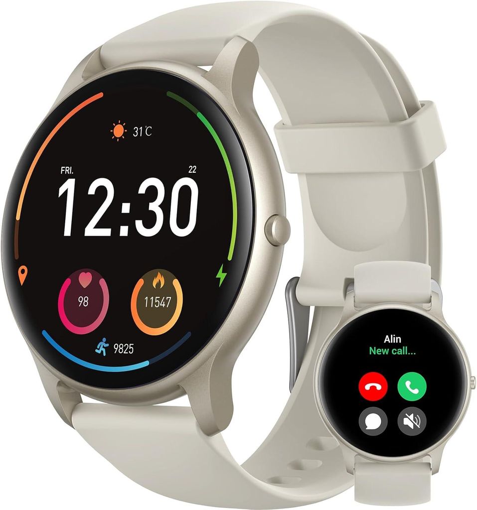 Parsonver Smartwatch mit Bluetooth-Telefonie, 100+ Sportmodi, Schlaf- & Herzfrequenzmessung, IP68, 1.32" HD Display, Fitnessuhr Damen & Herren
