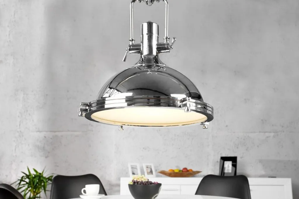 Luminaire Chrome 45cm pour Plafond Haut - Solution Éclairage Design
