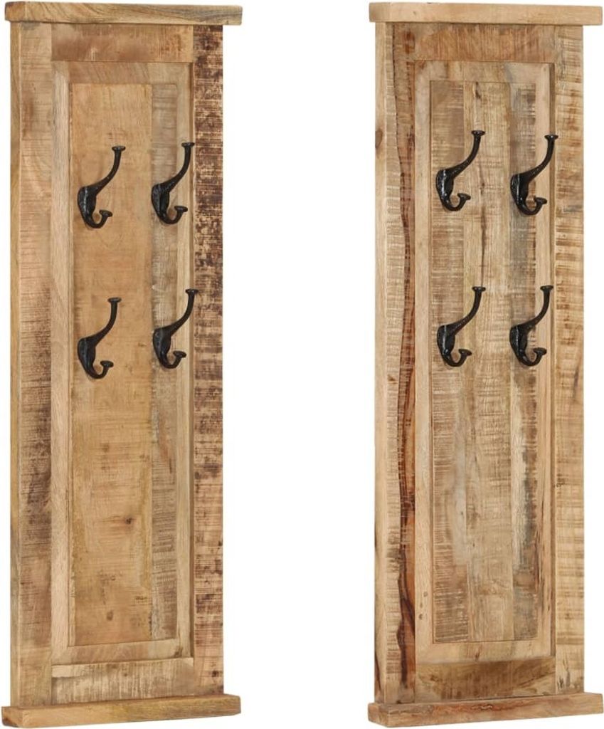 "2026 Promotion" Garderoben 2 Stk. - Hohe Qualität - Massivholz Mango 38x100 cm - Wandgarderoben und Haken CC19974