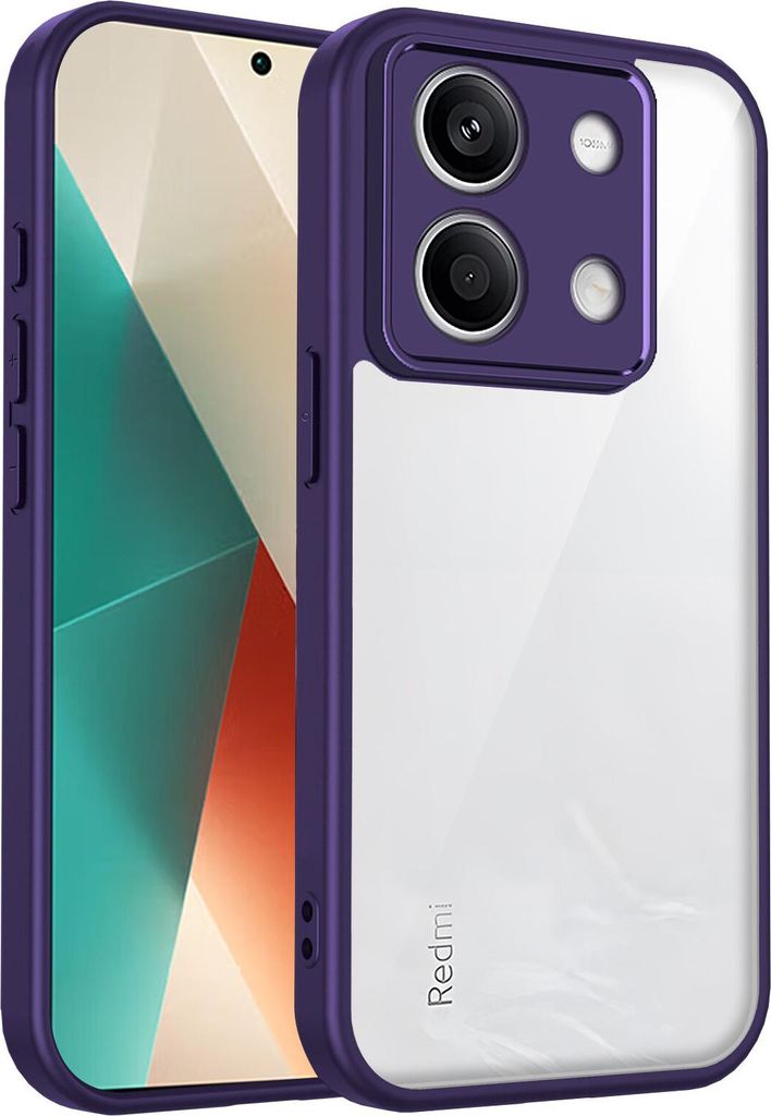 Hülle für Xiaomi Redmi Note 13 4G Transparente Rückseite TPU Bumper Stoßfest Handyhülle Lila