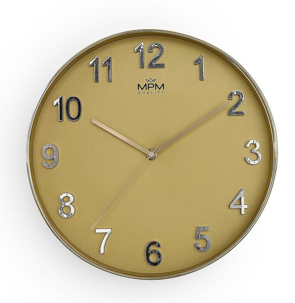 MPM-Quality Wanduhr Golden Simplicity rund Ø 300 mm Kunststoff Gold