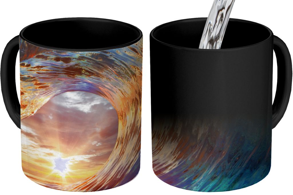 MuchoWow Zauber Tasse Zaubertasse Magic Meer - Sonne - Farben 350 ml Farbwechsel Becher Geschenk Geschenkidee - Magic-Tasse - Fototasse - Keramik...