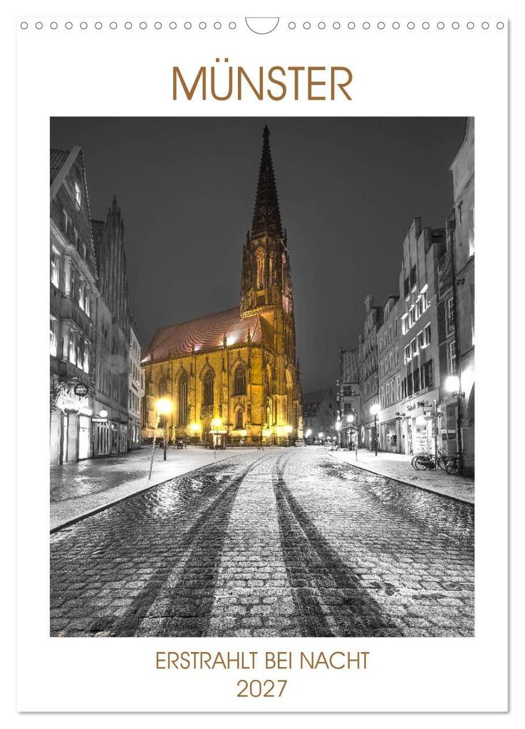 Münster - erstrahlt bei Nacht (Wandkalender 2027 DIN A3 hoch), CALVENDO Monatskalender