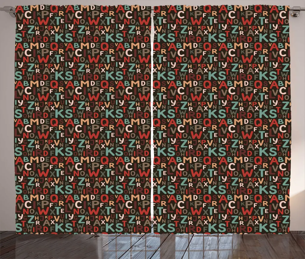 Rideau pour Salon et Bureau Design Alphabet Multicolore 280 x 225 cm