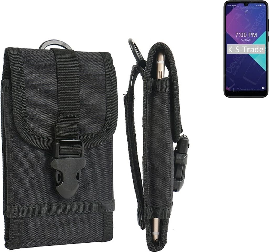 K-S-Trade Holster Handy Hülle kompatibel mit Wiko Ride 3 Holster Handytasche Gürtel Tasche Schutz Hülle Robust Outdoor schwarz