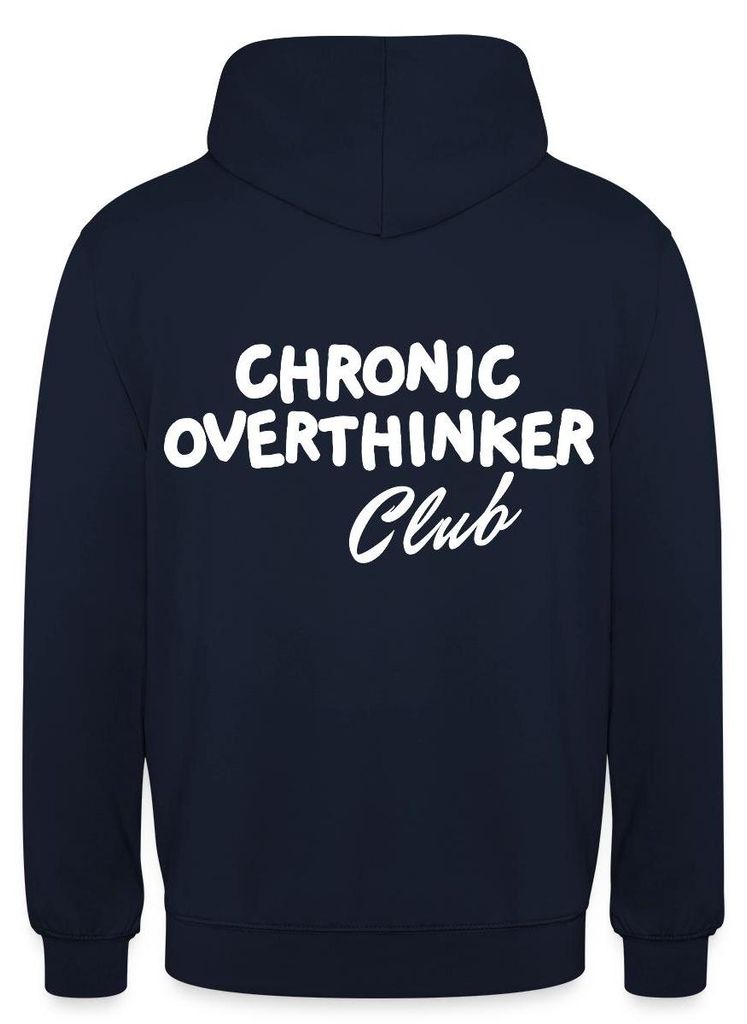 Spreadshirt Chronic Overthinker Club Typografie Uni Hoodie, XL, Navy