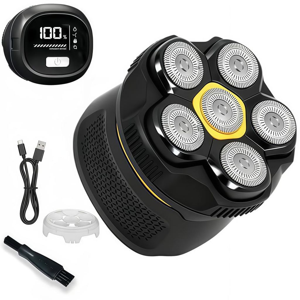 Glatzen Rasierer Herren Elektrisch 6D, 2 Modi Head Shaver Men Magnetische, Typ-C-Schnellladung,IPX7 Wasserdichter Kopfrasierer für Glatze,LED-Anzeige