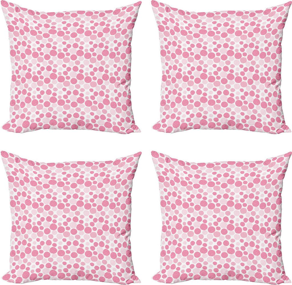 ABAKUHAUS Geometrisch Kissenbezug Set (4 Stück), Erdbeer-Like-Punkte, Moderner Doppelseitiger Digitaldruck, 60 cm x 60 cm, Rose und Rosa