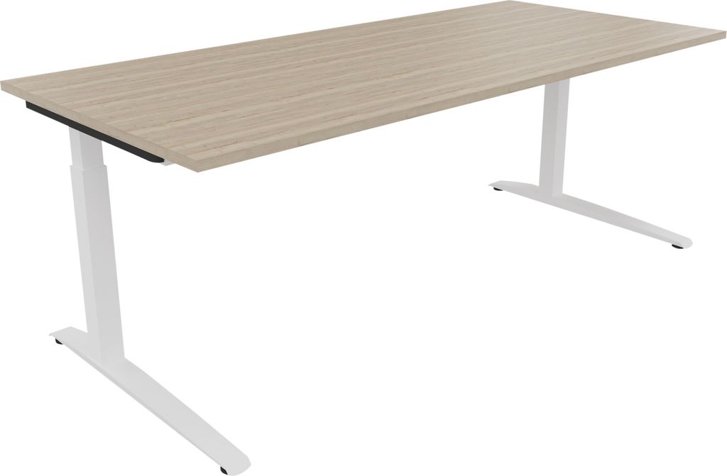 Schreibtisch Kufe Einzels. Quadrat B2000xT900xH650-850 ws/Eiche Natur