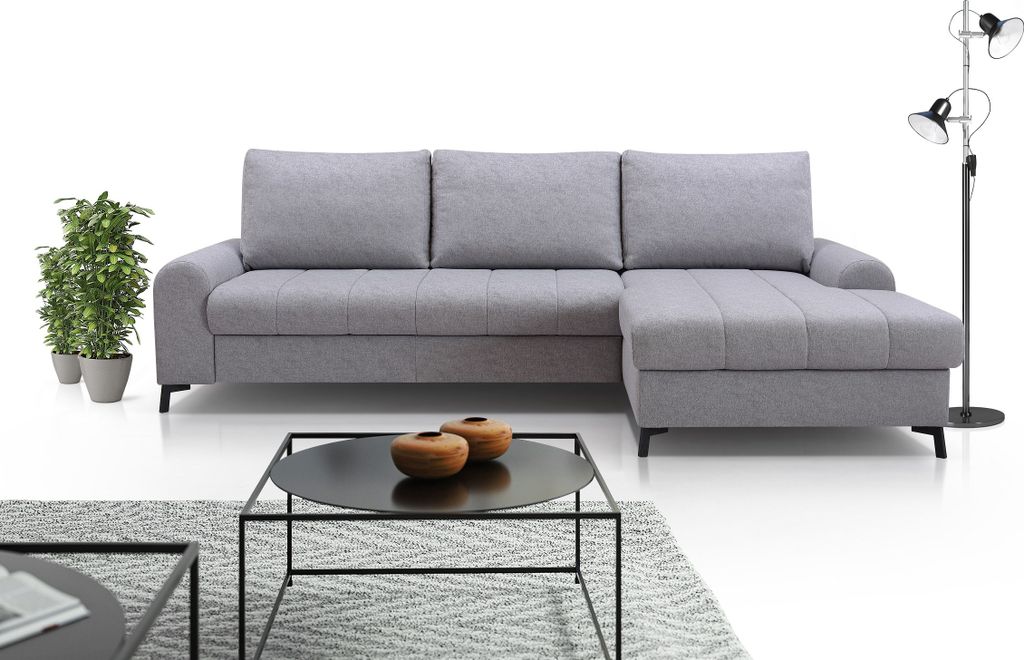 Design Möbel AKIRA Ecksofa Links mit Schlaffunktion und Bettkasten - Eckcouch - Polstercouch - Gästebett - 252 x 168 cm
