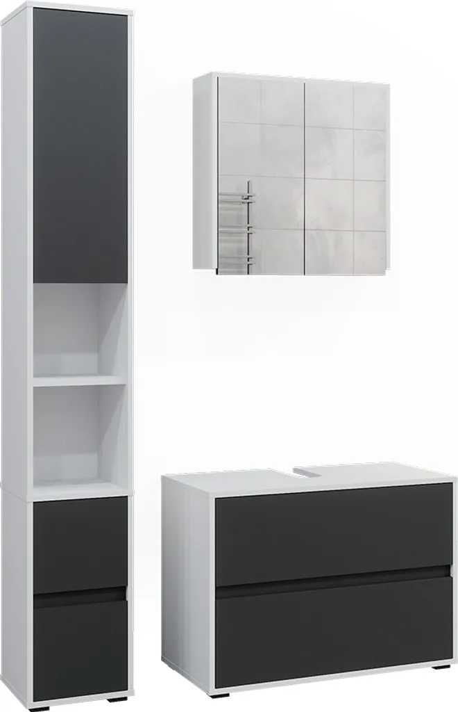 Ensemble mobilier de salle de bain avec armoire haute Vicco Maltin 3 pièces