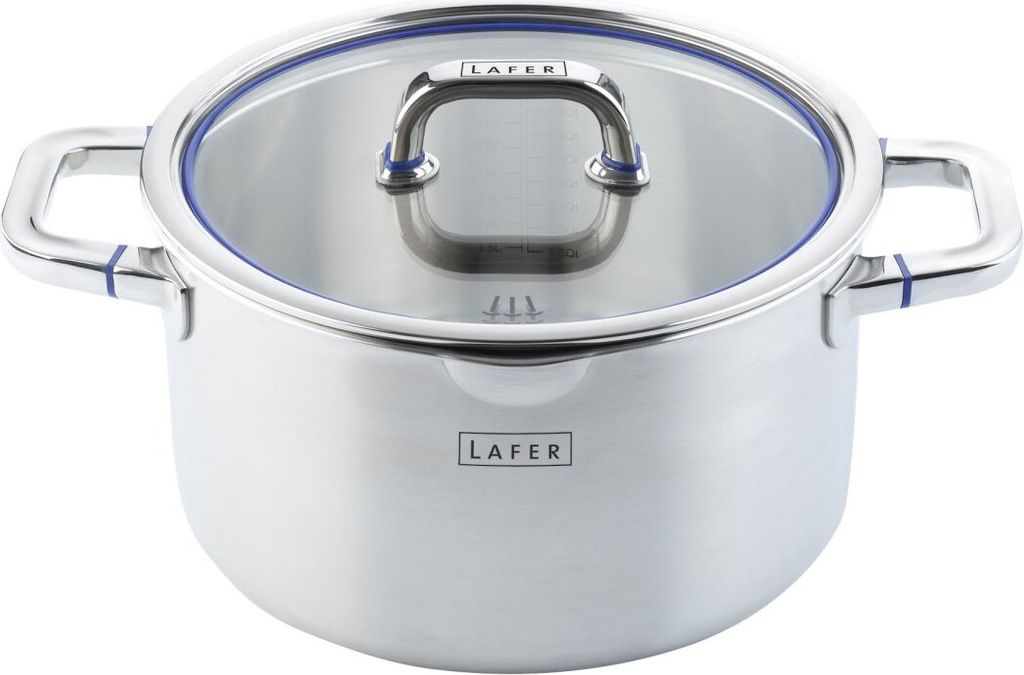 ELO Fleischtopf Ø 24 cm LAFER, Kochtopf aus 18/10 Edelstahl mit Glasdeckel und Abgießrand, Kochgeschirr für Ceran-, Gas-, Elektro-, Induktionshe...