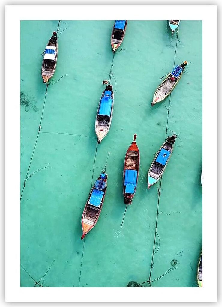 Poster - Poster ohne Rahmen - Boote mit Luft - 50x70 cm - Wand Bild - Wanddeko - Wandbilder - Kunstposter - Wandposter - Bilder - Kunstdruck - Wand...
