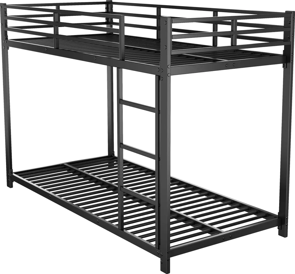 Lit Superposé en Fer Classique Noir 90x200 cm : Structure Stable et Durable - 10