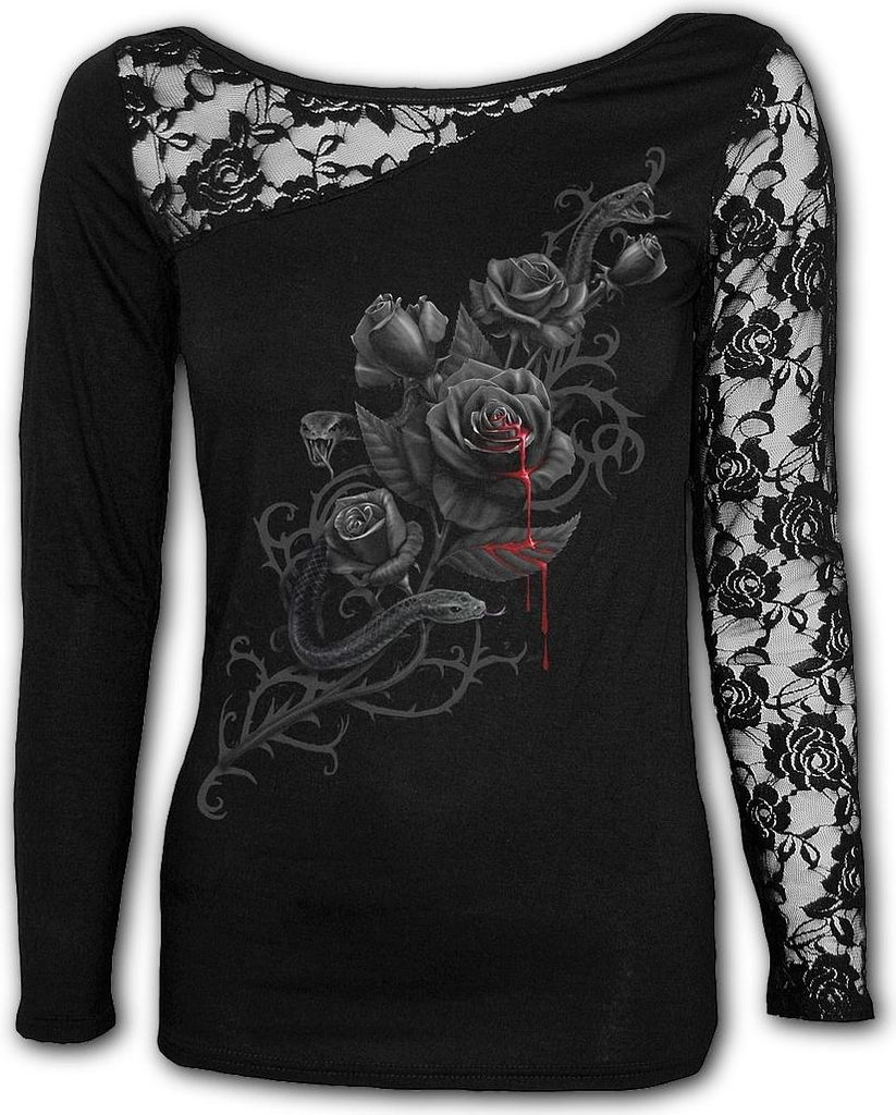 Spiral Langarmshirt Damen Fatal Attraction schwarz XL