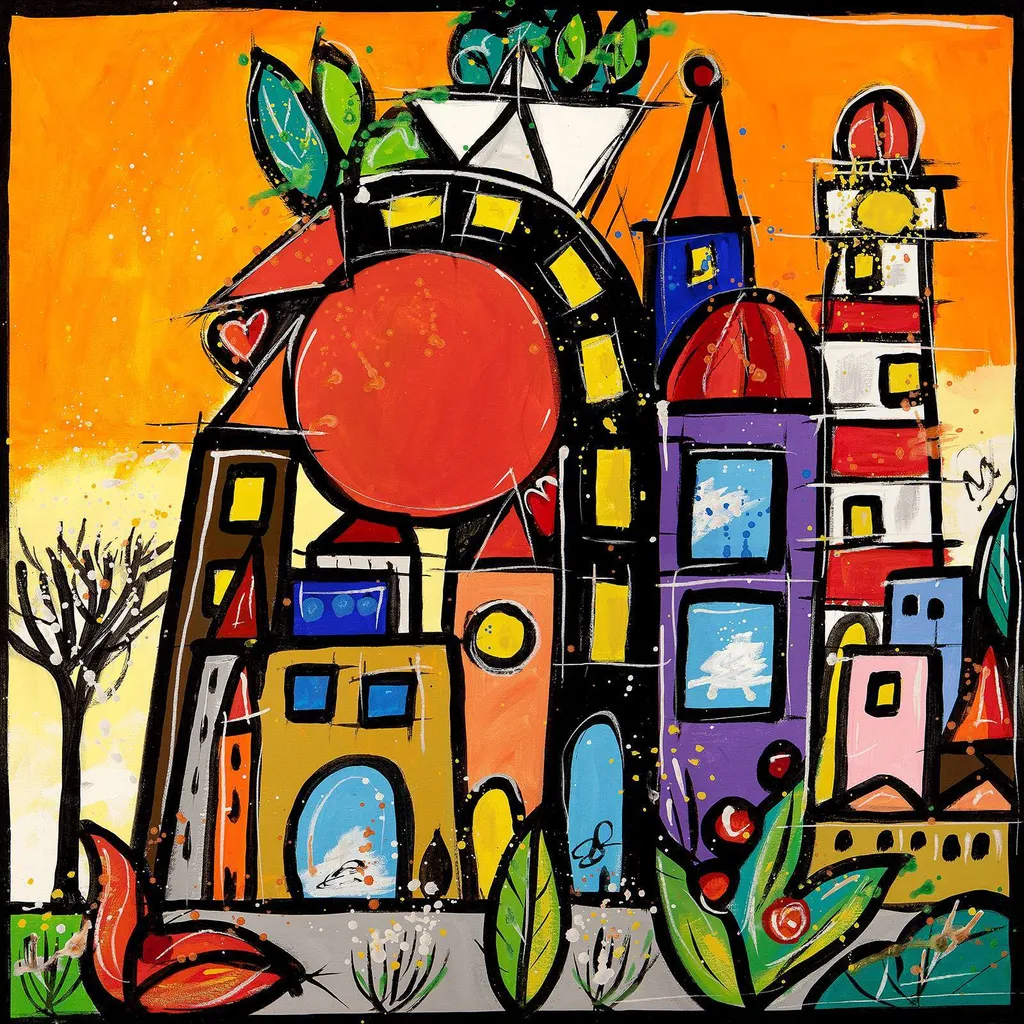 Tela Moderna Wallas Villaggio Italiano 50x50 - Quadro Colorato Casa