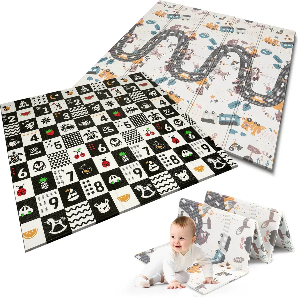 Tapis de jeu pliable pour bébé en mousse grand format 200x180x1cm