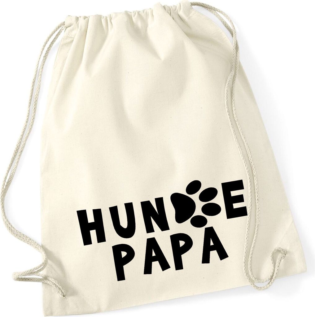 Huuraa Turnbeutel Hundepapa Tapse 12 Liter Natural Baumwolle Rucksack Geschenkidee
