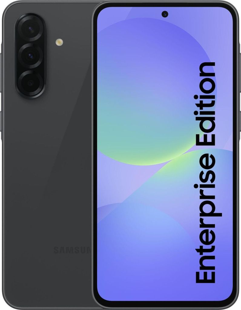 A smartphone is shown from the back and front, with the screen displaying text.