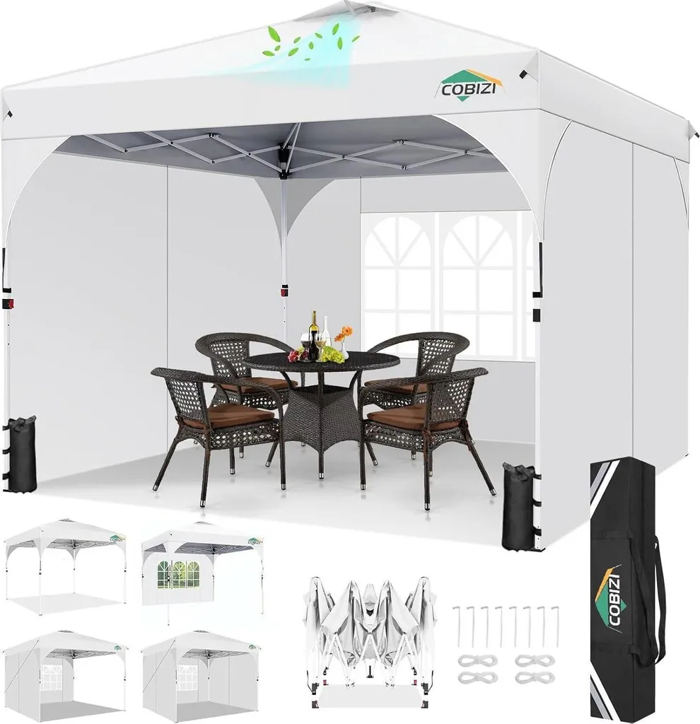 COBIZI Pavillon 3x3m étanche et stable - Tente de réception Pop Up grise