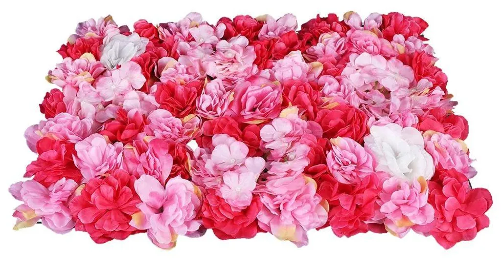 Mur de fleurs artificielles roses : déco murale sans entretien 60x40cm