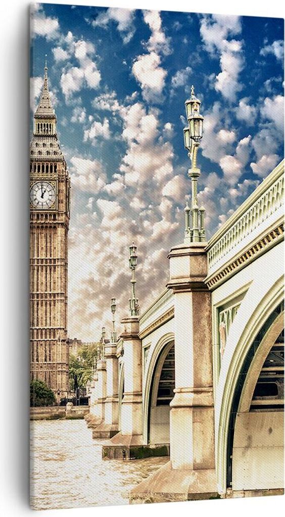 Bild auf Leinwand - Leinwandbild - London architektur big ben - 45x80cm - Wand Bild - Wanddeko - Leinwanddruck - Bilder - Kunstdruck - Wanddekorati...