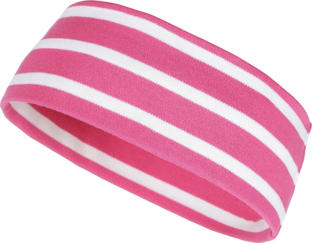 modAS Uni Stirnband Maritim für Erwachsene - Ohrwärmer zweilagig aus Baumwolle in Pink-Weiß Größe 3 - bis 60 cm Kopfumfang (Erwachsene)