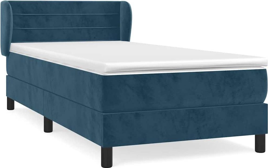 vidaXL Boxspringbett mit Matratze Dunkelblau 100x200 cm Samt