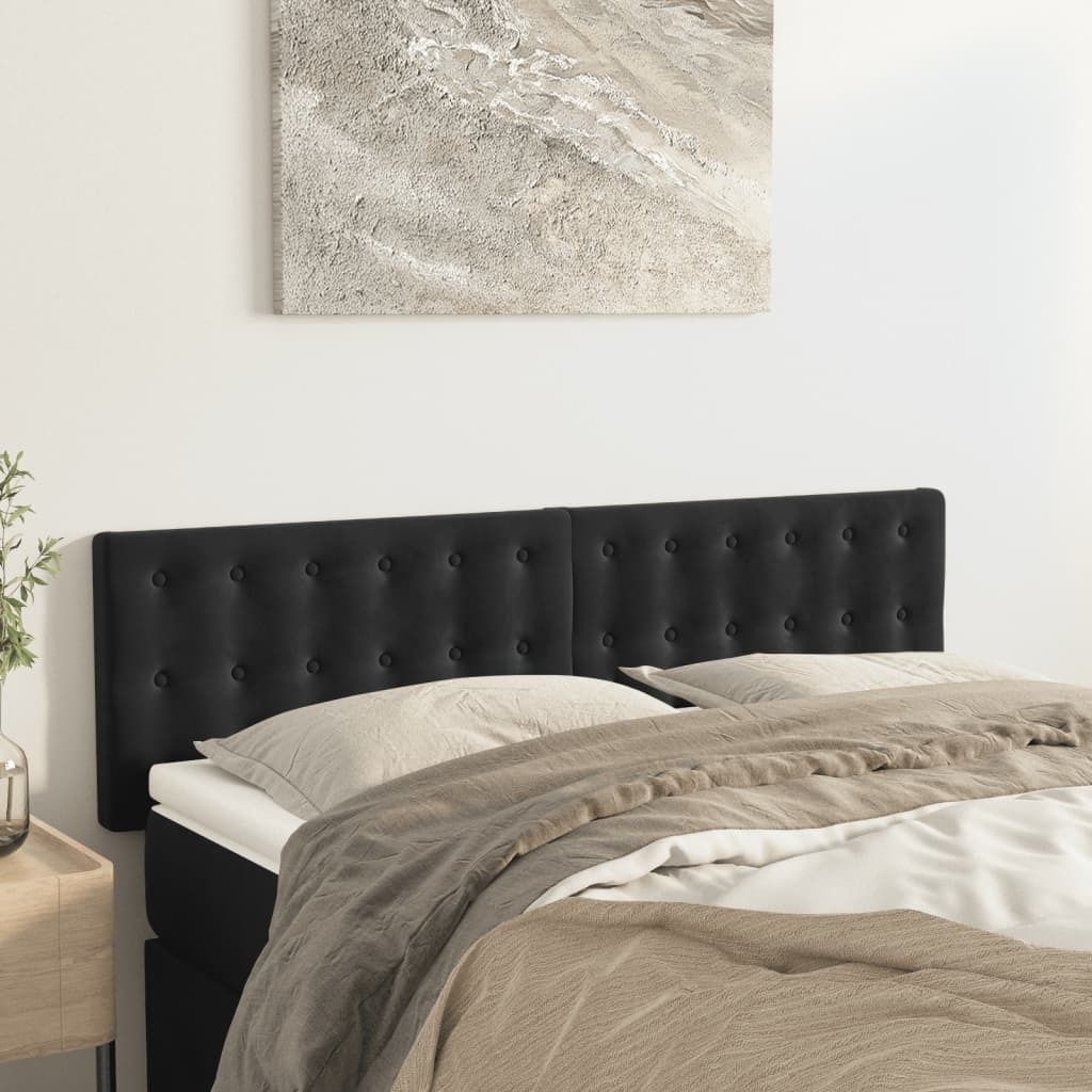 vidaXL Kopfteile 2 Stk. Schwarz 72x5x78/88 cm Samt - Kopfteil - Kopfteile - Bett-Kopfteil - Bettkopfteil