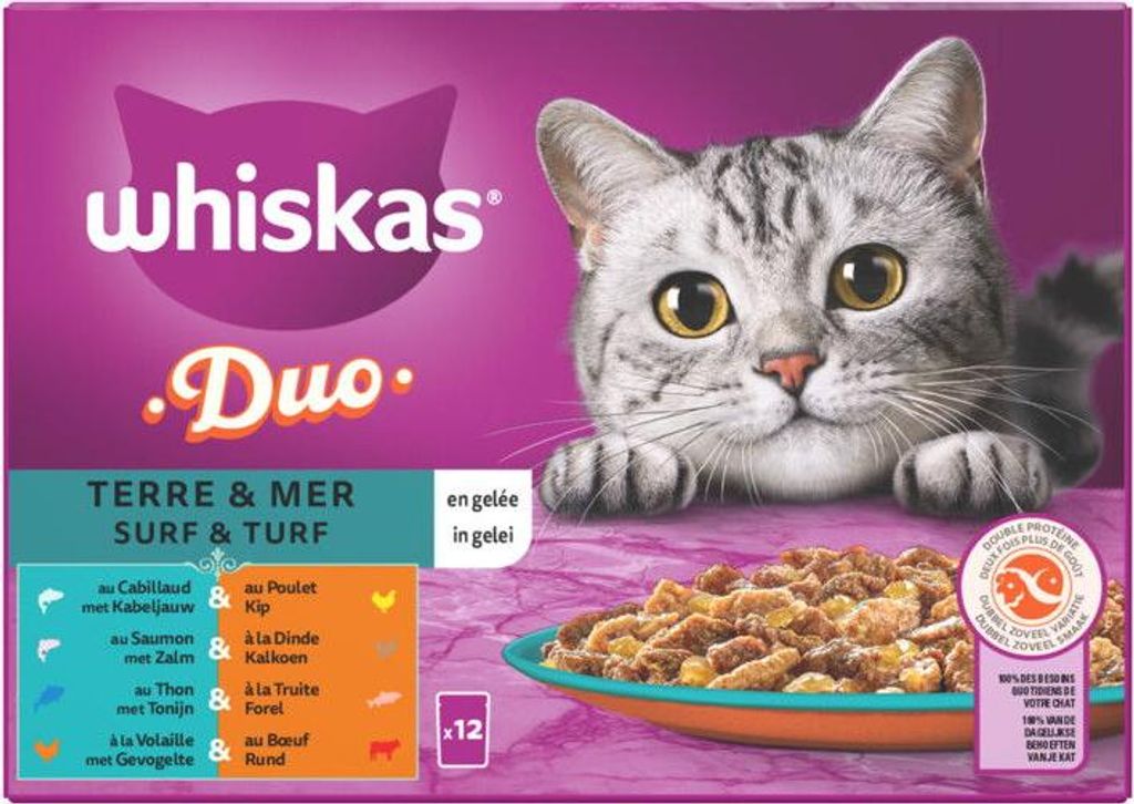 Surf and Turf in Gelee-Mahlzeitstüten Multipack 12x85g Snack für Haustiere Whiskas