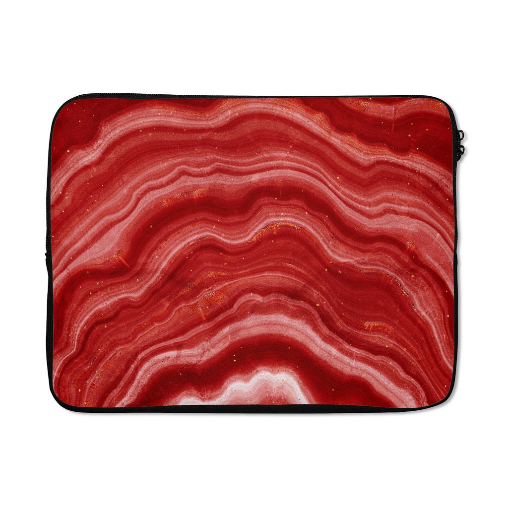 MuchoWow Laptop Hülle 17 Zoll Laptoptasche Achat - Rot - Edelstein - Abstrakt - Zipper - Schutzabdeckung