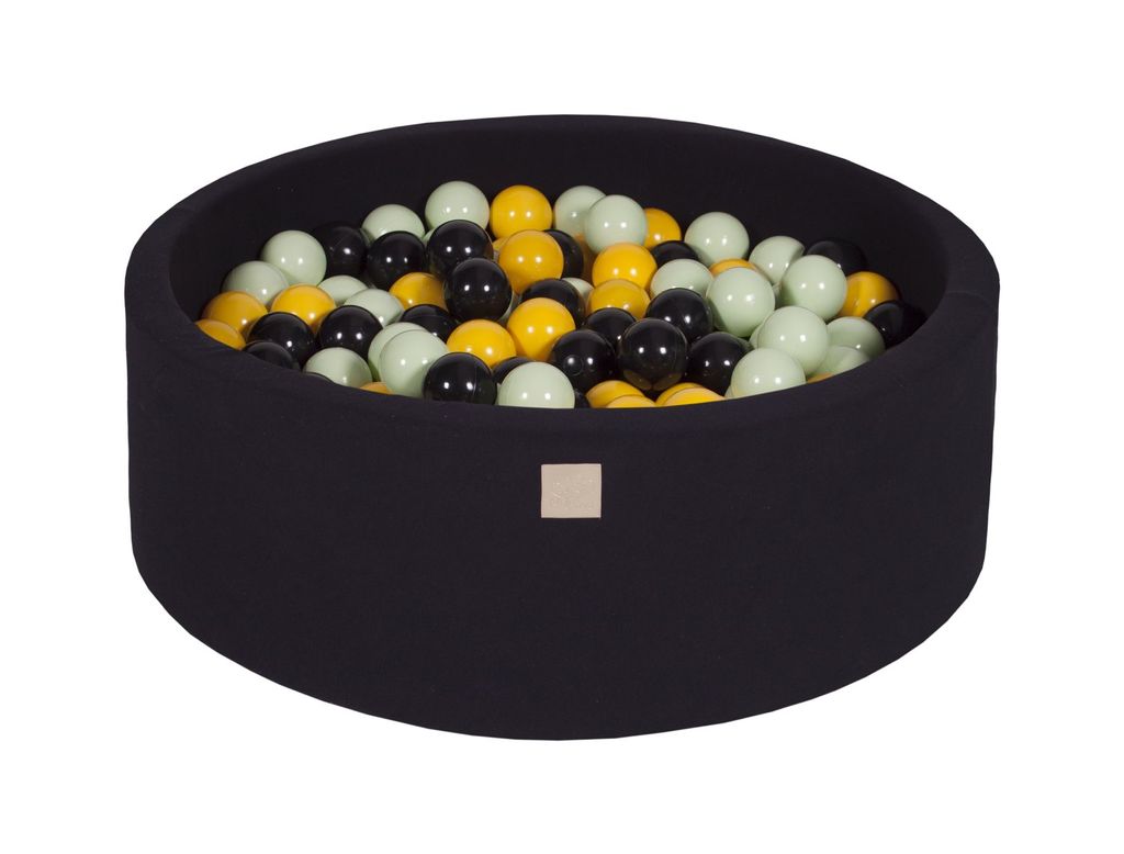 Ballenbak KATOEN Zwart - 90x30 incl. 200 ballen - Zwart, Geel, Licht Groen