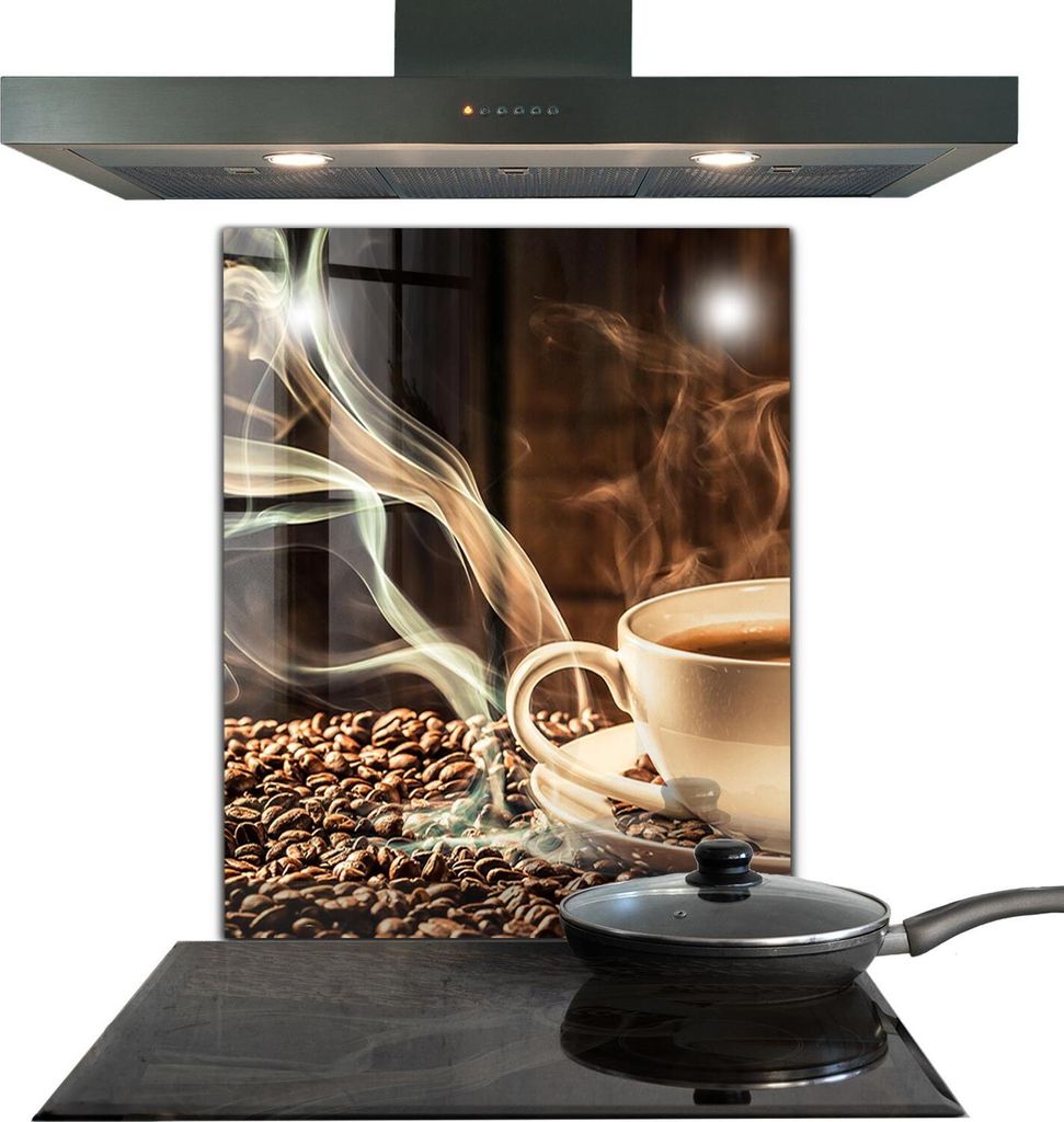 Spritzschutz aus Glas Küchenrückwand - Wandschutz für Herd und Spüle - 60x80 cm - Aromatische Kaffeetasse