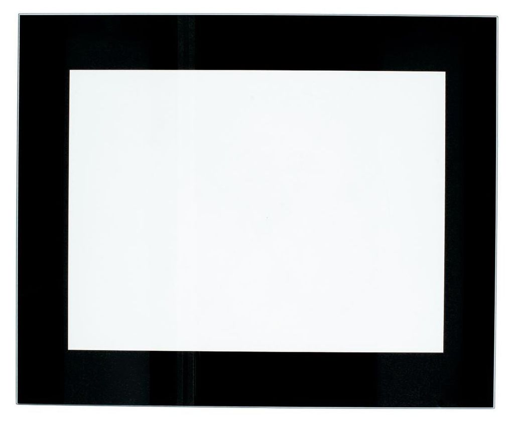 A white rectangular object is centered on a black background.