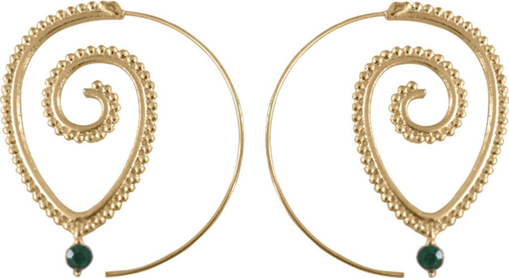 Frauen Strass Wasser Tropfen Spirale Baumeln Getriebe Haken Ohrringe Statement Schmuck-Golden