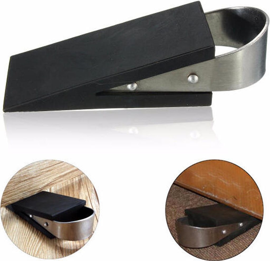 Gummi & Edelstahl Stahl Tür Stopp Wedge Sicherheit Protektor Stopper Block