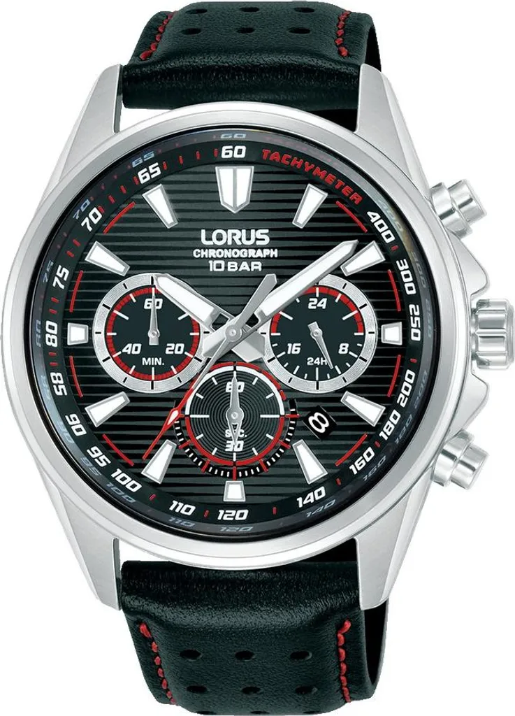 Montre Homme Lorus RT325LX9 Bracelet Argenté et Cadran Sportif Noir