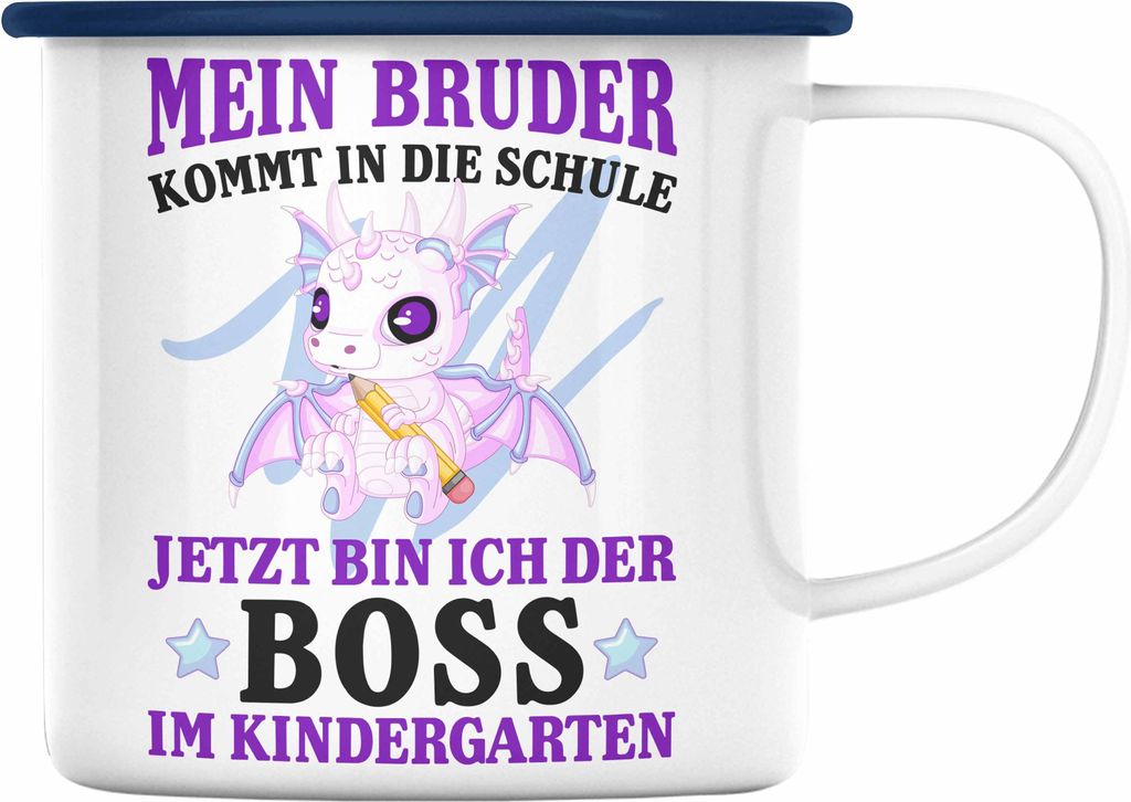 Trendation - Einschulung Geschenk für Schultüte Füllung Emaille Tasse Schulstart 1. Schultag Schuleinführung Schulanfang Geschenkidee Schulkind...