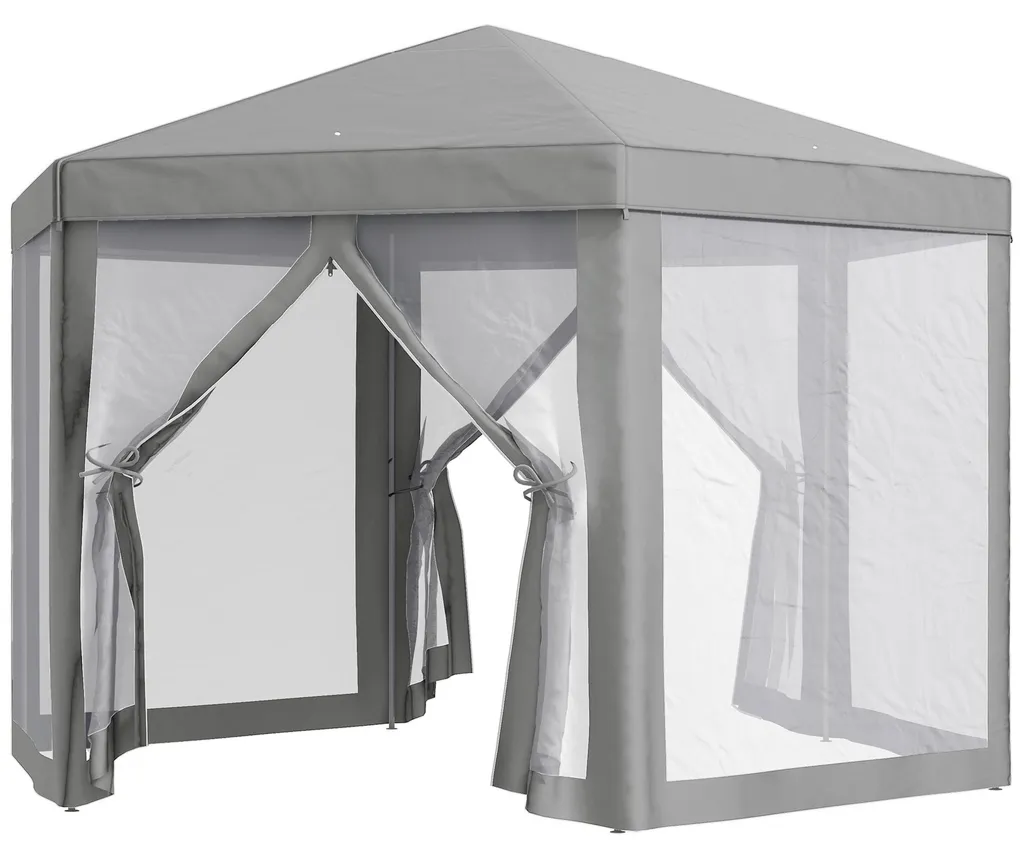Barnum de réception hexagonal gris idéal pour protéger vos invités - 2