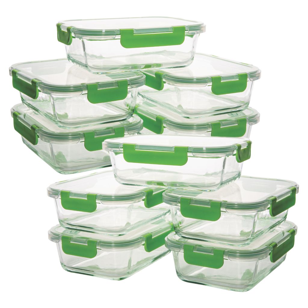 Frischhaltedose Vorratsdosen Lunchbox Borosilikatglas, (Set, 20-tlg., 10 Glasbehälter und 10 Deckel)