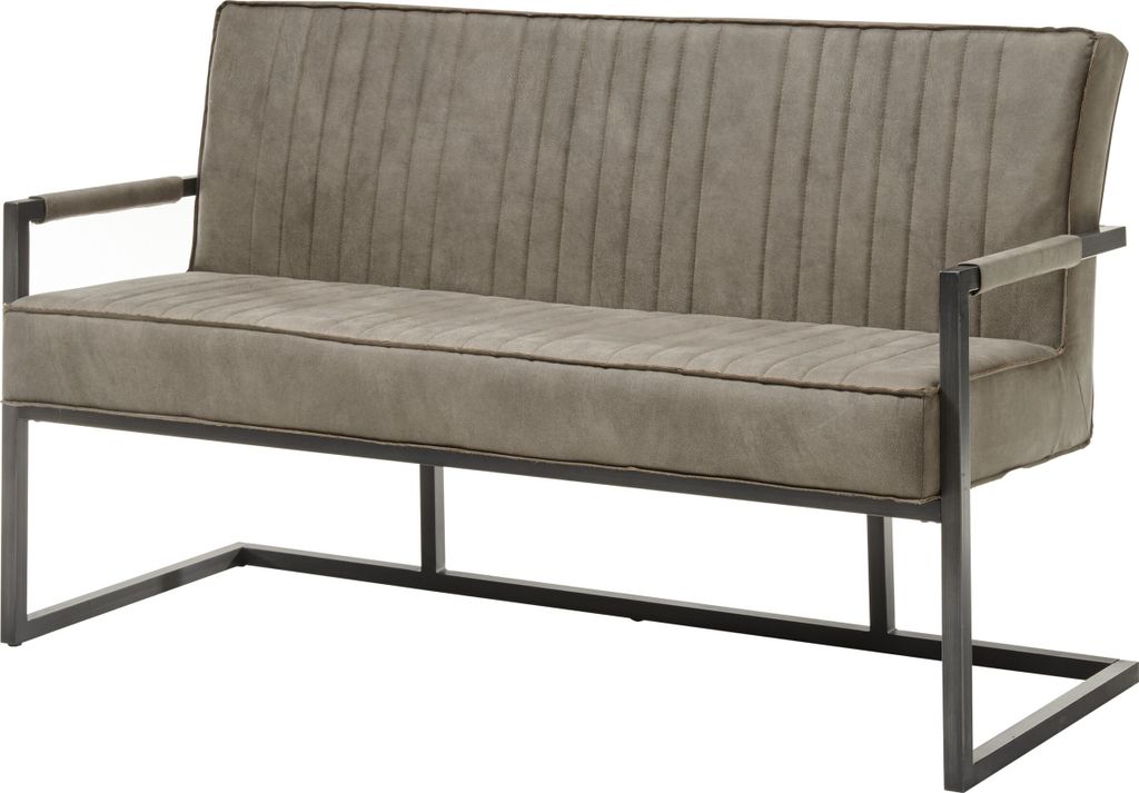Bank >Linda< in taupe/anthrazit aus Mikrofaser/Metall - 160x93,5x67cm (BxHxT)