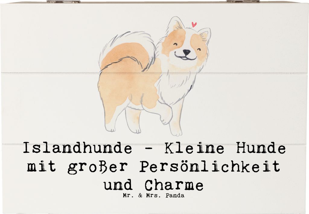 Mr. & Mrs. Panda Erinnerungsbox Charme Islandhund 22 x 15 cm - Weiß - Geschenk, fotobox, Hunderasse, Magie, geschenkkiste, loyal, Hundeliebhaber, ...