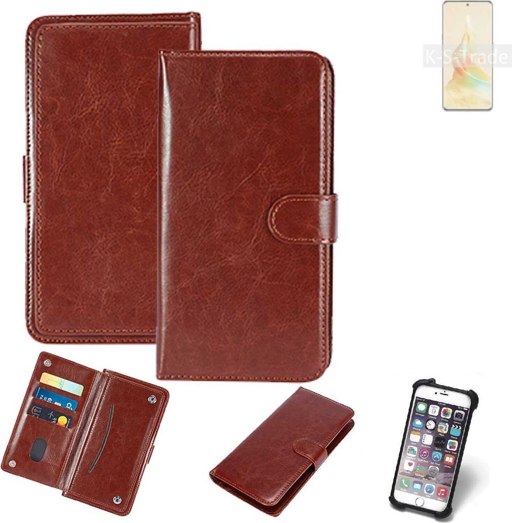 K-S-Trade 360° Hülle kompatibel mit Oppo Reno8 T 5G braun Kunstleder Case BookCase WalletCase Kunstlederederhülle Handyhülle, Rundumschutz Bumper