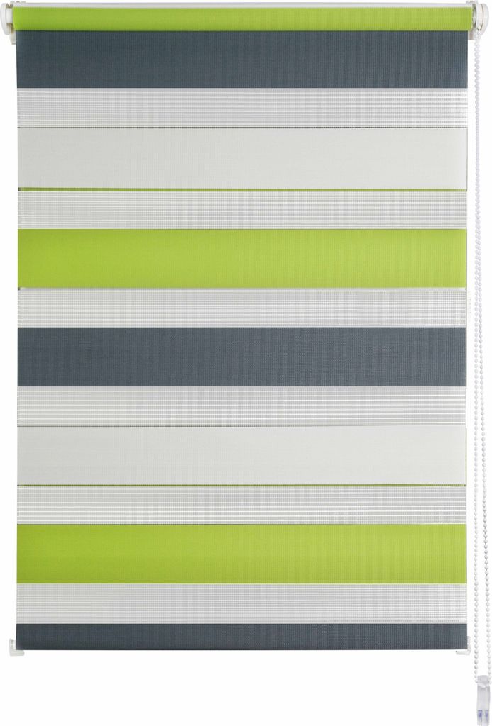 Doppelrollo Klemmfix ohne Bohren Duo Rollo mit Seitenzug Farbe: Green-Grau, Größe: 80x210 cm
