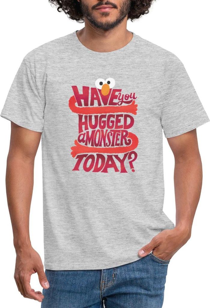 Spreadshirt Sesamstraße Design Have You Hugged A Monster Today Männer T-Shirt, 3XL, Grau meliert