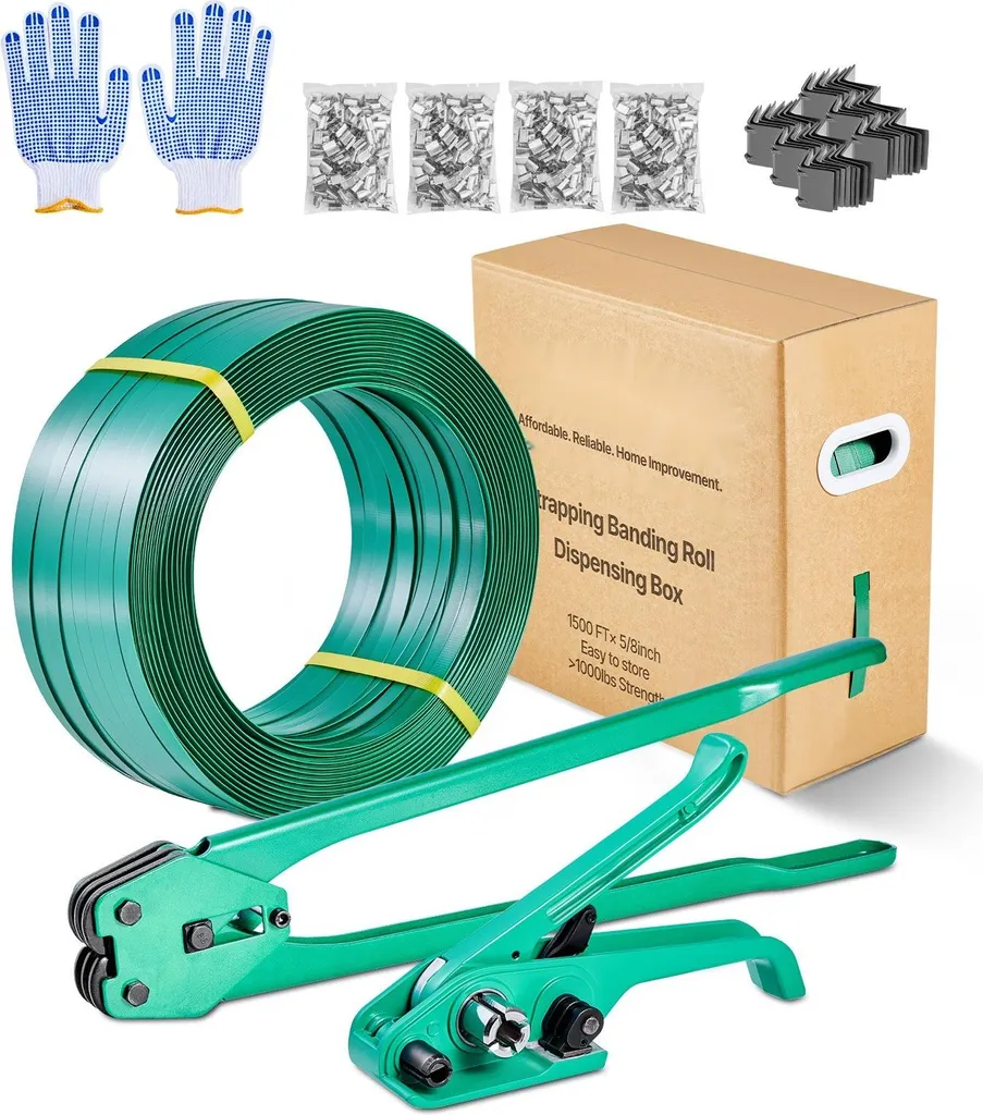 Set de cerclage pour palette avec feuillard PET et tendeur manuel pro