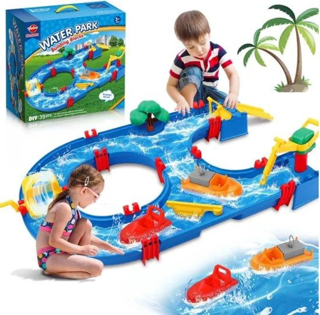Kit de jeux d'eau 39 pièces pour enfants, aire de jeux bleue extérieur